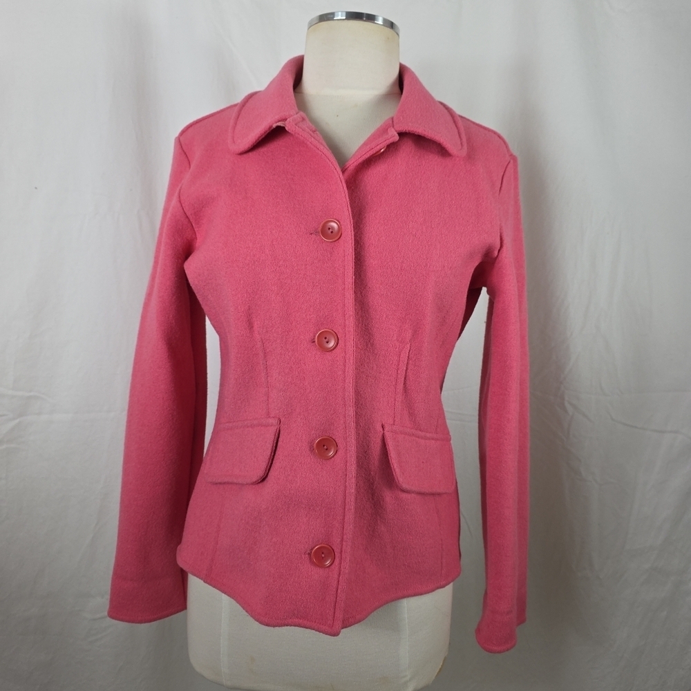 Talbots Pink Wool Alpaca Womens Small Jacket Blazer Barbie